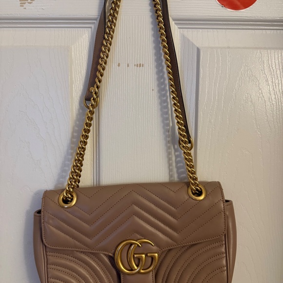 Taupe GUCCI Matelasse Medium GG Marmont Shoulder Bag - Picture 5 of 13